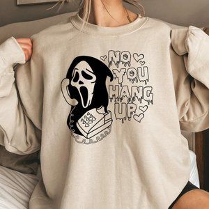 No You Hang Up Halloween Horror Scary Ghost Face Sweater